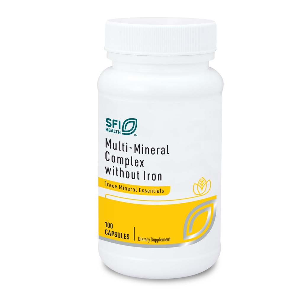 Klaire Labs SFI Health Multi-Mineral Complex Without Iron - Broad Spectrum & Hypoallergenic Essential Trace Mineral Blend with Copper & Zinc, Iron-Free (100 Capsules)