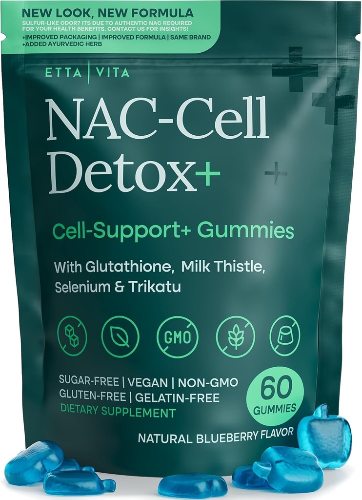 Sugar- Free NAC Gummies, N- Acetyl Cysteine Supplement med mælk tidsel, Glutathione, & Selenium, NAC Complex for Energy, Respiratory Health, Lever Detox & Rense, Nyre, Antioxidant Support