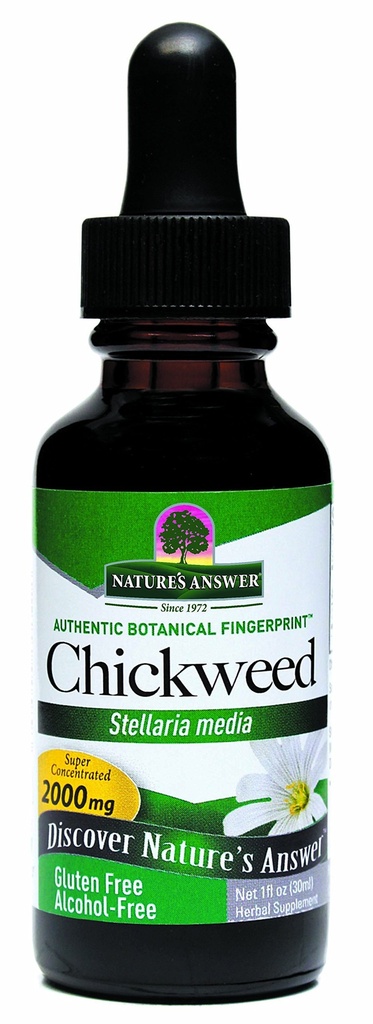 Naturens svar Alkohol- Free Chickweed Stelleria Media 2000mg 1oz Extract ttesmå 124; Urtetilskud 124; fremmer fordøjelsesbesvær 124; Non GMO, Kosher, Gluten Free, Veganum 124; Enkelt greve
