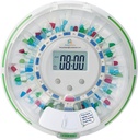 Automatisk Pilledispenser med sikkerhedslås, blinkende lys, lyd, alarm, 28-dages elektronisk medicinering dispenser til vitaminer og tabletter op 6 gange / dag, let at læse display, Clear Lid