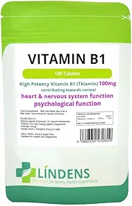 Lindens Vitamin B1 Thiamin 2- Pack 200 tabletter B 1 B-1 Thiamin naturlig kvalitet