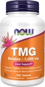 NU Foods Supplements, TMG betaine (Trimethylglycin) 1000 mg, Leverstøtte *, 100 tabletter