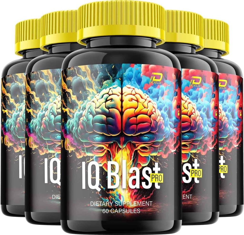 IQ Blast Pro Brain supplement kapsler - IQBlast Pro All- Natural Maximum Strength Formel til forbedret hukommelse og fokus piller, IQ BlastPro support og anmeldelser (5 Pack - 300 kapsler)