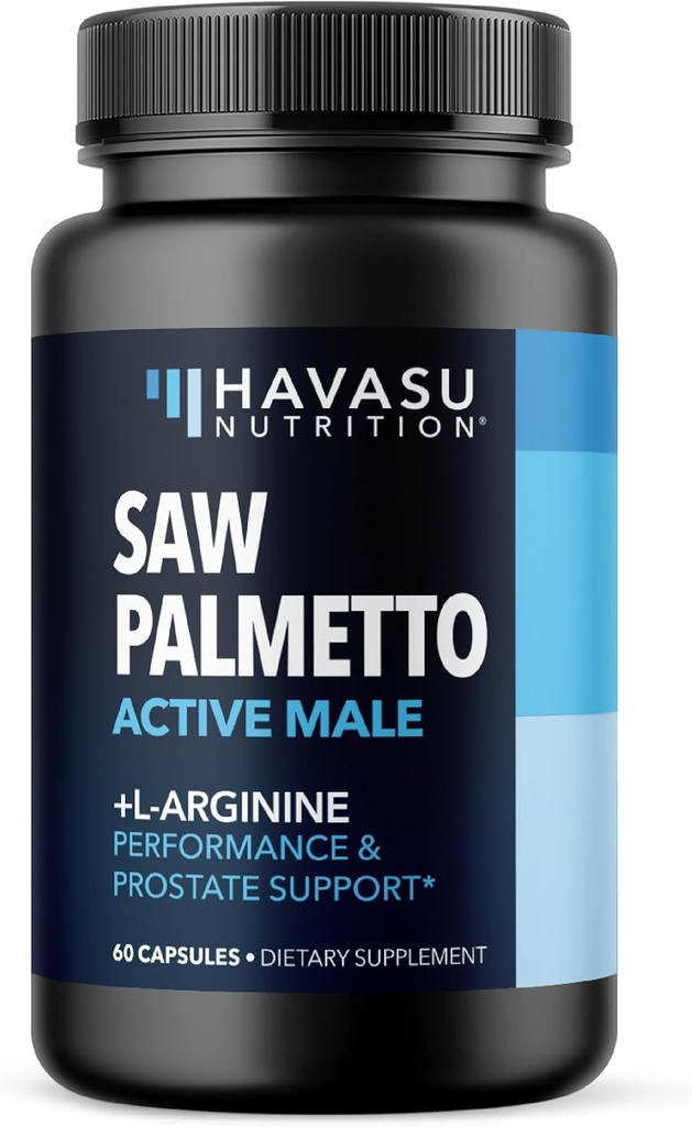 Saw Palmetto 500mg og L- Arginin 500 mg - Prostata sundhed og nitrogenoxid Kosttilskud til mænd - 60 greve - Urinary Function Support and Endurance for Aktive Mænd - Vegan, Non- GMO, 1 Måned Supply