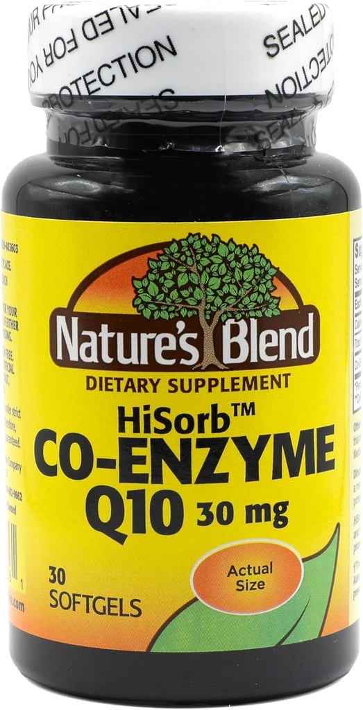 Naturens Blend HiSorb CoQ10 30mg, 30 Softgel - Heart Health Support, Crystal Free, Max Biotilgængelighed, Klinisk Proven, Gluten- Free, Ingen kunstige farver eller flavors, Kosttilskud