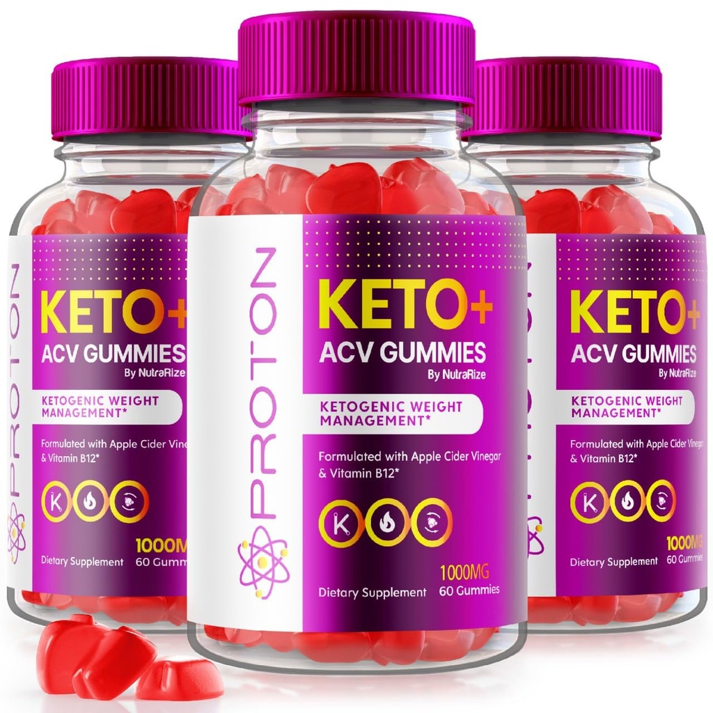 NutraRize (pakke med 3 Proton Keto ACV Gummies Advanced Weight Loss 1000 MG, Maksimum Strength Supplement, Gomitas Anmeldelser (180 Gummies)