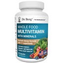 Dr. Berg Whole Food Multivitamin with Minerals - Daily Multivitamin for mænd og kvinder - Inkluderer Premium Whole Food Fruits og vegetabilsk blend med folat, alpha- liposyre og mere - 60 kapsler