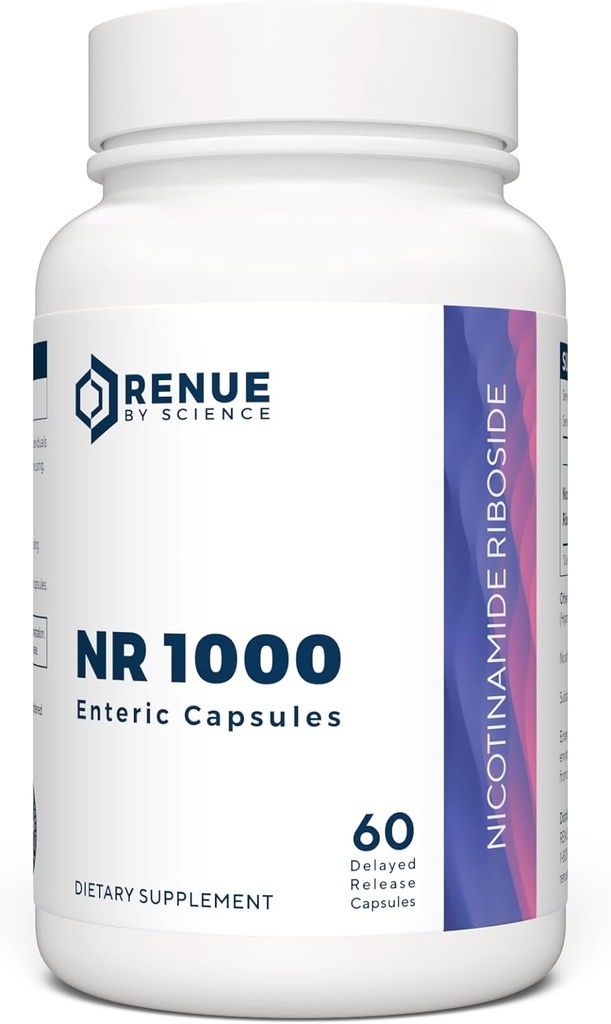 RENUE by Science Nicotinamide Riboside | High Strength NAD Supplement | 60 Nicotinamide Enteric-Coated Capsules - 1000mg Nicotinamide Riboside per Serving | Manufactured in The USA Third-Party Tested