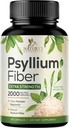 Psyllium Husk Pulver Kapsler 2000mg, Natural Daily Opløselig & Uopløselige Fiber Pills, Psyllium Husk Fiber supplement understøtter fordøjelse Colon Sundhed & Regularitet, Plant baseret supplement - 180 Kapsler