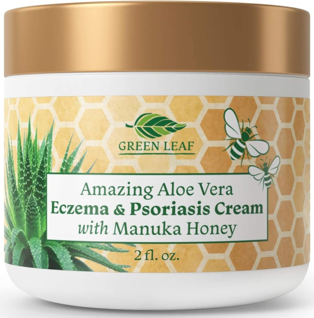 Manuka Honey Eczema Cream Moisturizing Lotion Treatment for Psoriasis Relief - Itchy, Dry Skin Rash Ointment - Soothing Moisturizer for Baby, Kids, Adults - High Strength Body & Face Cream 2oz