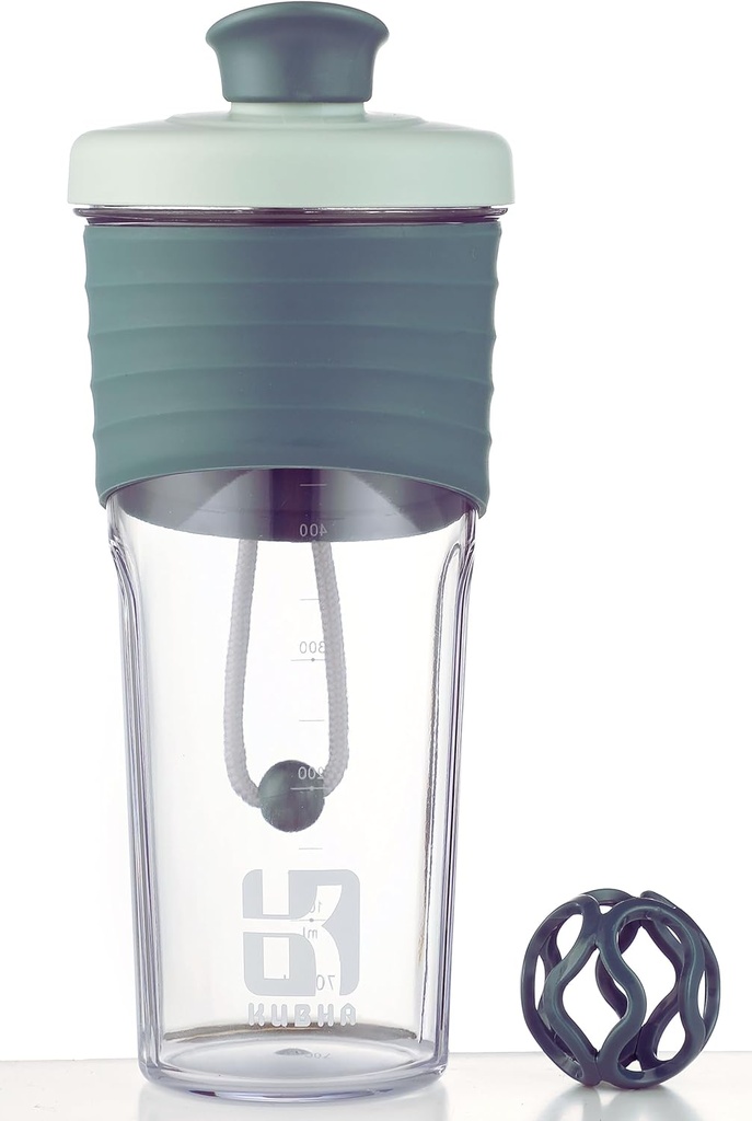 2. Generation Shaker flaske til protein med mixing Ball - Perfekt til træning og udendørs brug, 24-Ounces Whey Protein Shaker med klar måling (sort grøn)