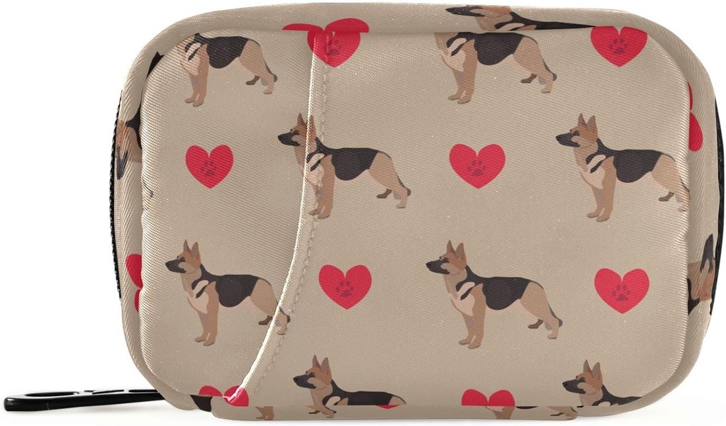 Pill Box Tysk Shepherd Hund Heart 7 Dag Pill sag rejse Pill Organizer Bag med lynlås Portable ugentlige Vitamin Medicin Supplement Holder Pouch Bag