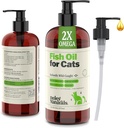 Deley Naturals Wild fanget Fish Oil til katte med 2X Omega - Kat Fish Oil med højeste EPA & DHA potens - Omega 3 til katte til afføring, Hud, Coat, Joints, hjerte og immunsystem - Made in USA