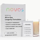 NOVOS Core Longevity Mix, Anti- Aging Supplement, Drink Powder Packet Unflavored - Skin Support, Energi, Mood Support, Sove og Kognition Support - 30 Serveringer