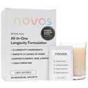 NOVOS Core Longevity Mix, Anti- Aging Supplement, Drink Powder Packet Unflavored - Skin Support, Energi, Mood Support, Sove og Kognition Support - 30 Serveringer