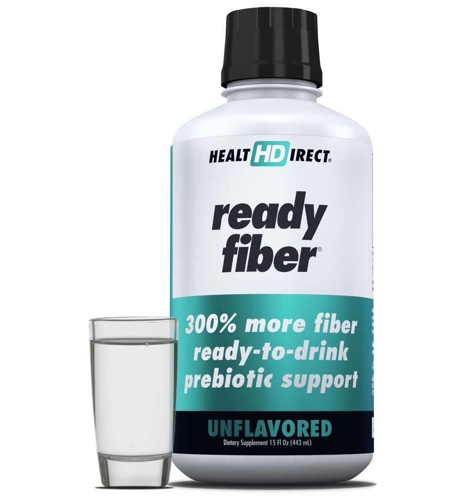 HEALTH DIRECT - Ready Fiber - Prebiotic Liquid Fiber Supplement for Women, Men and Kids - 15 Fl Oz - 15-30 Servings, Unflavored - Easier Than Gummies, Powders and Pills