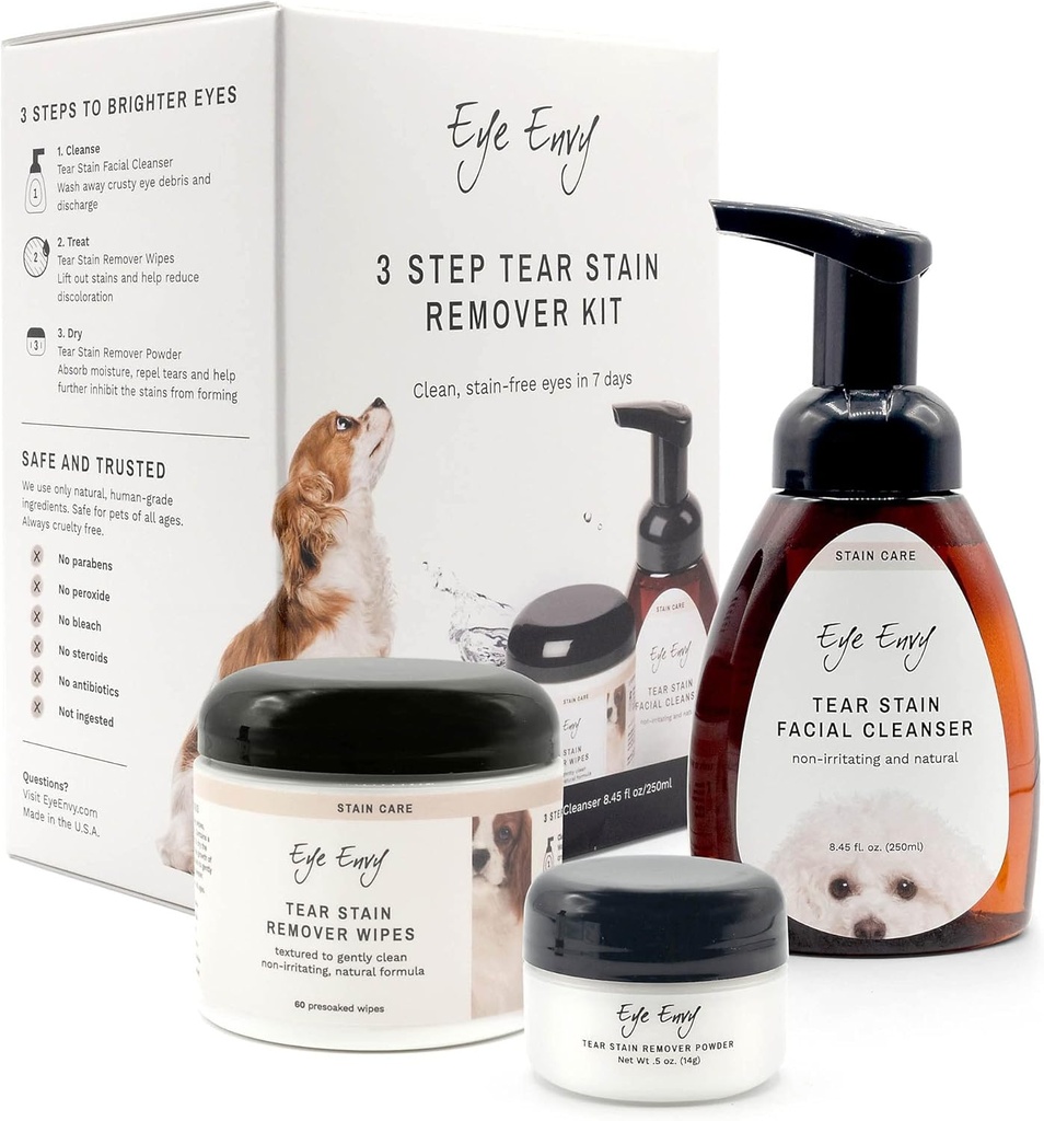 Eye Envy 3 Step Tear Stain Remover Kit til hunde