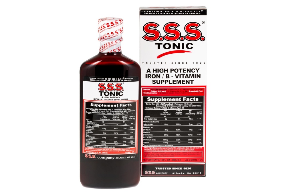 S.S.S. Tonic, Iron and Vitamin B Supplement, High Potency Vitaminer, Flaske, 10 Fl Oz (pakke med 1)