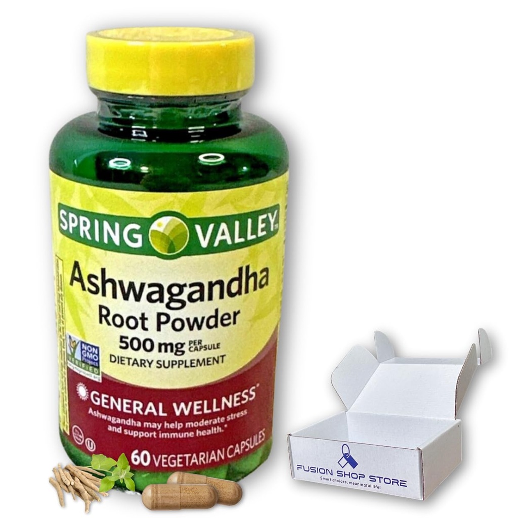 Ashwagandha - 500 mg rodpulver, 60 kapsler (pakning med 1 stk.)