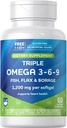 Rite Aid Triple Omega 3, 6, 9 Softgels - 60 Count Fish Oil til at støtte en sund hjerte, DHA og EPA, Flaxseed og Borage Oil