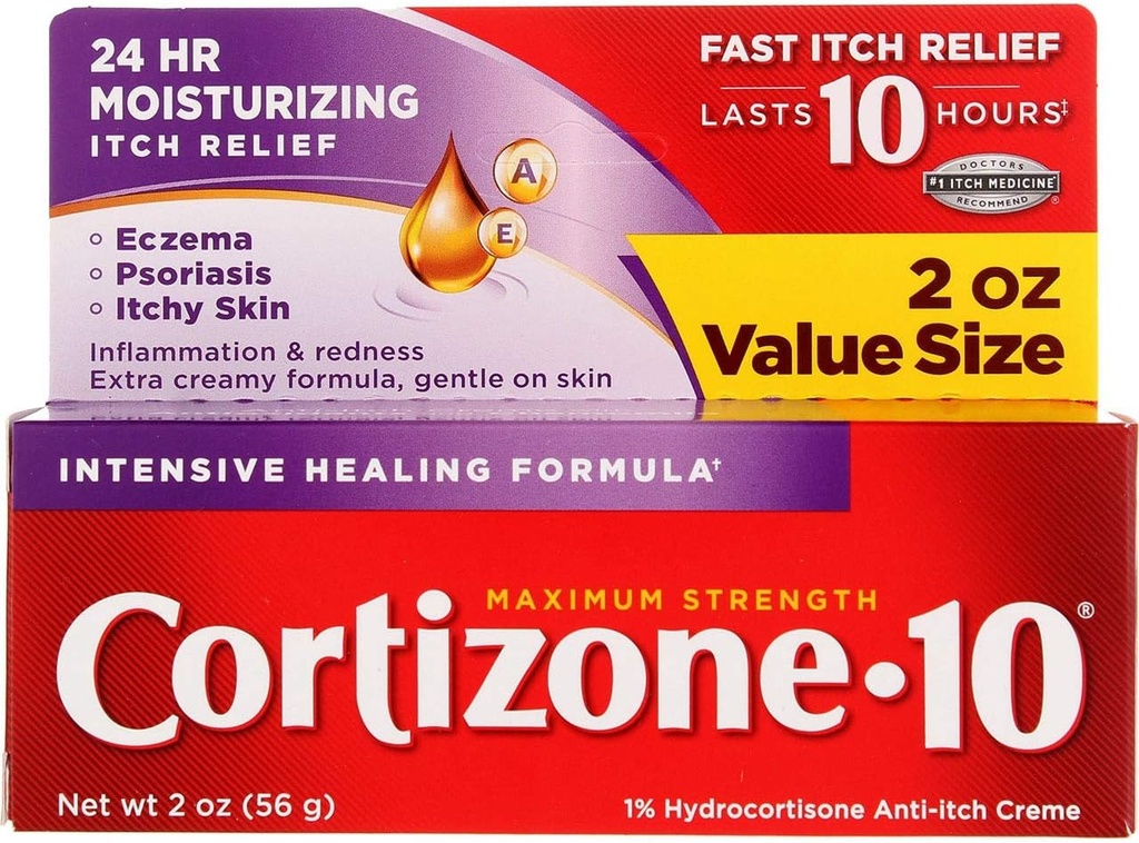 Cortison-10 Max Strength Cortison-10 Intensive Healing Formel, 2oz bokse (pakke med 2)