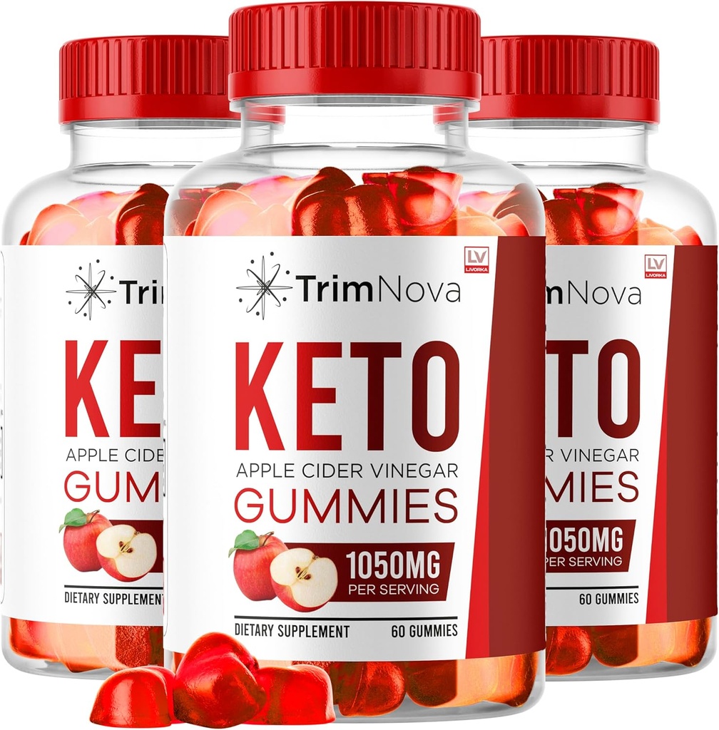 LIVORDA (3 Pack) TrimNova Keto ACV Gummies, TrimNova Gummies, TrimNova Keto, TrimNova Ketomi, Trimnova Keto Formel, TrimNova Keto ACV Gummies 1050MG, 180 Gummies for 3 Måneder.