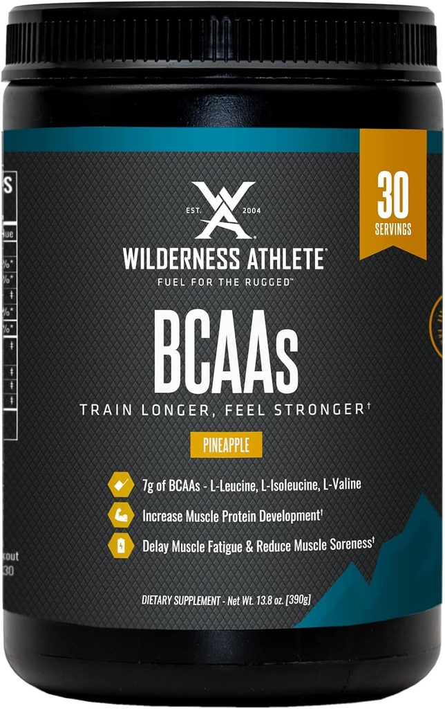 Wilderness Atlete - BCAA - Forgrenet kæde Aminosyrer Pulver - Væsentlige Aminosyrer Supplement for mænd og kvinder - BCAA supplement med Optimal Aminosyre Complex (Ananas)