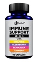 Immunstøtte Booster tillæg med Elderberry, C-vitamin, Echinacea, Gurkemeje Curcuminoids, E-vitamin, B6-vitamin, zink, L-glutamin HCL, hvidløg, Lactobacillus Acidophilus:: 60 Greve, 1 pakke