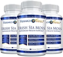Forskning Verified Irish Sea Moss - Bladderwrack, Burdock, BioPerine - Rich in Prebiotics - Boost Immunity, Hjælp fordøjelse - 180 kapsler - Vegan - Made in USA
