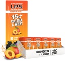 Ernæringsmæssige designs LPS flydende collagen & whey protein supplement - non-GMO drik, sukkerfri - fremmer sund hud & hår til mænd & kvinder, Peach Mango, Single Serve (100 Pakker)