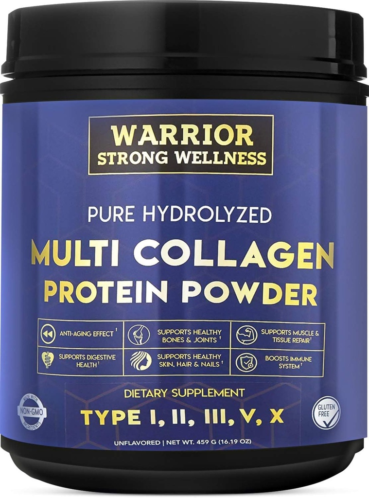 Pure Hydrolyzed Multi Collagen Protein Powder, Collagen Powder, Boost Energy, for Aging Skin Elasticitet, Hår & Nails vækststøtte, fælles sundhed (Unflavored)