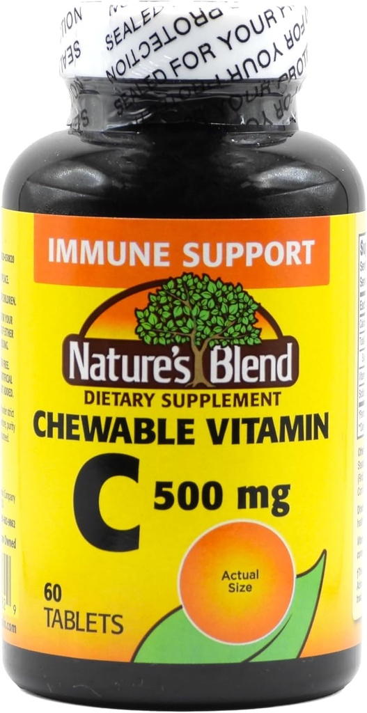 Chewable Vitamin C. Great smagning lav sukker essentiel vitamin, fremmer ikke tandforfald. 500 mg, 60 tabletter.