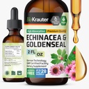 BIO KRAUTER Echinacea og Goldenseal Root Liquid Extract - Naturlig immunforsvar - Echinacea Drops med Goldenseal - Vegan, Alkohol & Sukker Free Tinktur - 2 Fl.Oz.