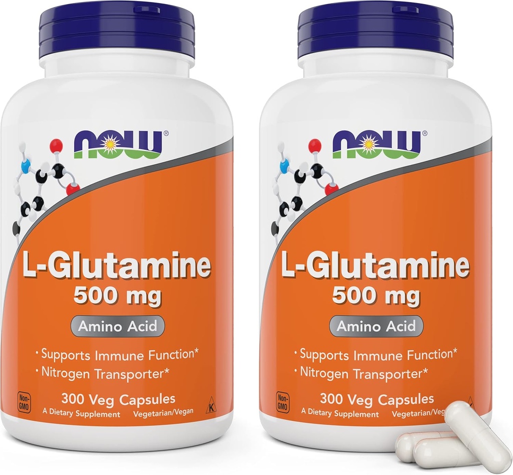 L- Glutamin 500mg 300 Veg kapsler (pakning med 2) - non- GMO supplement - Vegan Lglutamin 500 mg Caps
