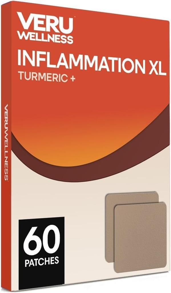 Veru Wellness Inflammation XL Gurkemeje Patches - Non- Ingestible Daily Complete Formel Vandtæt, Daily Complete Formel (60 dages optælling)