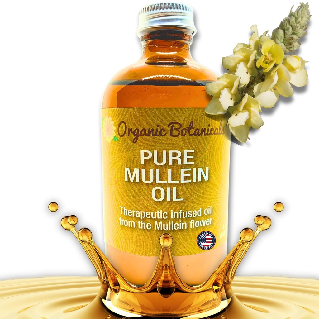 Mullein Oil - Økologisk Øre Oliedråber til Earaches, Tinnitus & Kids - Urteekstrakt til lindring Relief (4 oz)