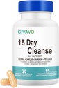 15 dag Gut rense til kvinder & men- Gut og Colon Support - Probiotika & Psyllium Husk rense tarm opløsning kapsler, Kosttilskud (30 kapsler)
