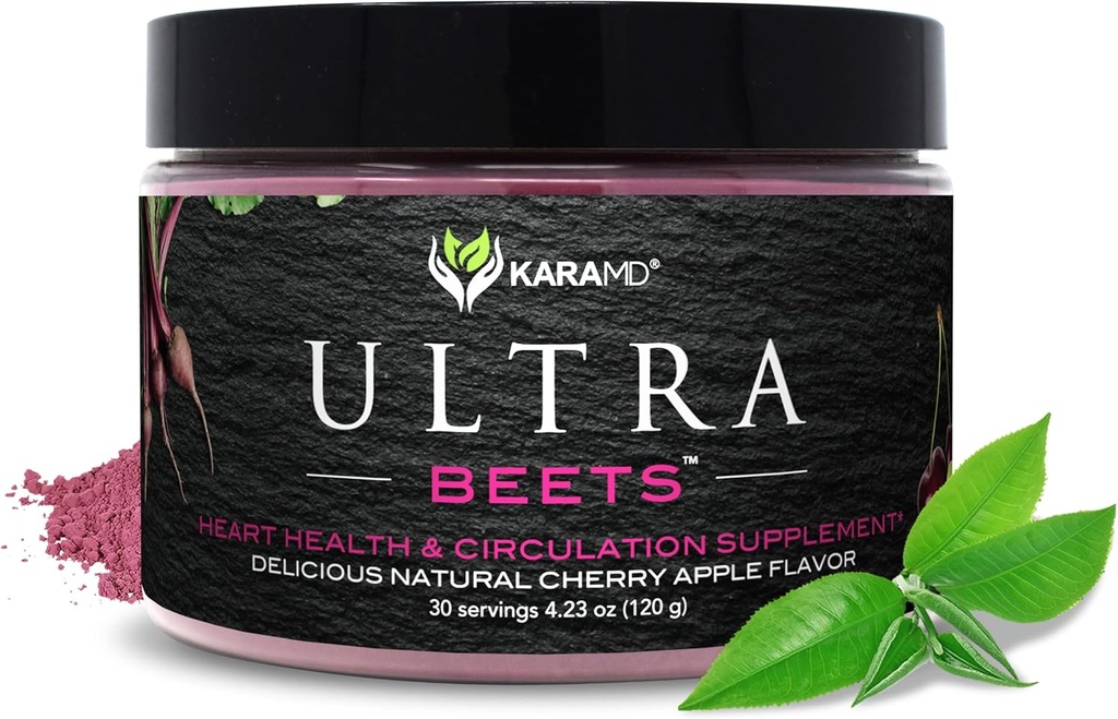 KaraMD UltraBeets ttesmå Beetroot Superfood Powder 124; Natural Vegan Friendly, Non-GMO & Gluten Free Nitrogen Oxide Booster Support 124; Understøtter cirkulation & Energy (30 koncentreret Servering)