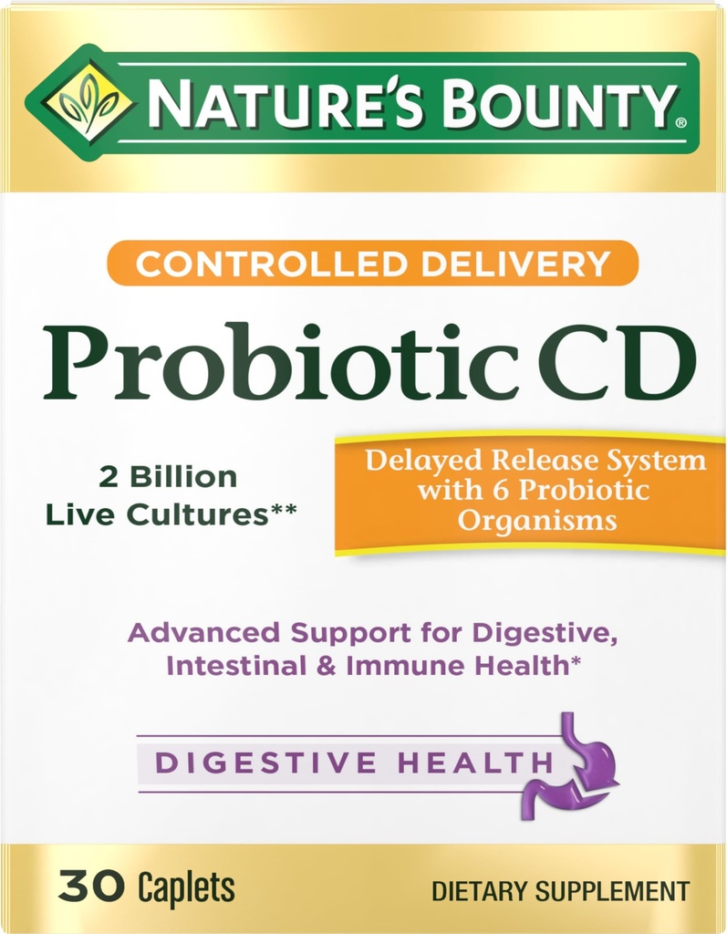 Naturens Bounty Probiotic, kontrolleret levering Kosttilskud, hjælpere venlige Bakterier til fordøjelse, og immunsystemer, 30 kapsler