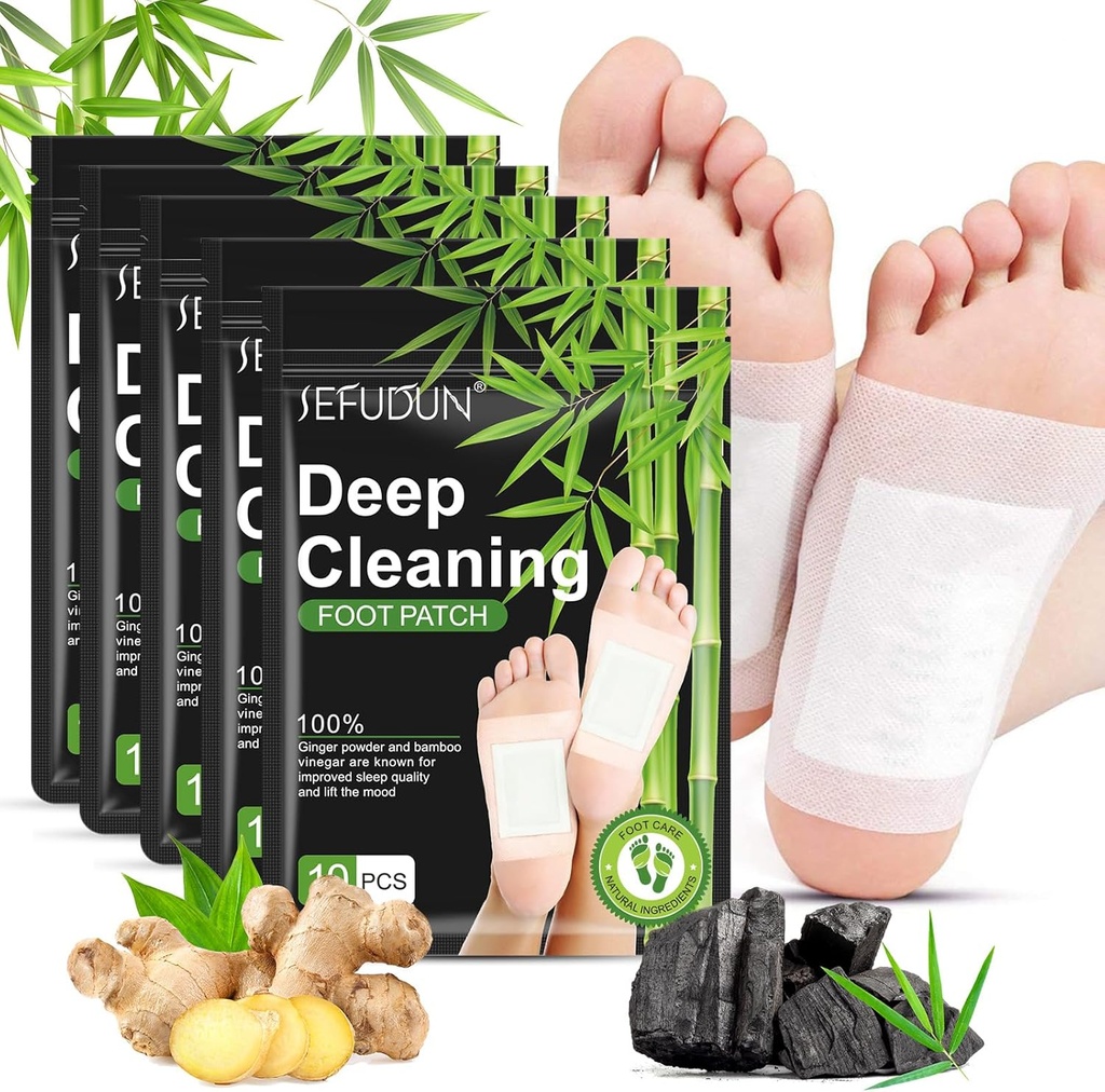 Tudiqe 50PCS Foot Pads, Pure Natural Bambus Vingirl Ginger Powder Foot Pad til Foot Care, Ginger Foot Pads til bedre søvn, Deep Cleansing Foot Patches