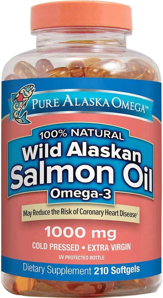 Pure Alaska Omega-3 Wild Alaska Salmon Oil 1000mg 210 ng