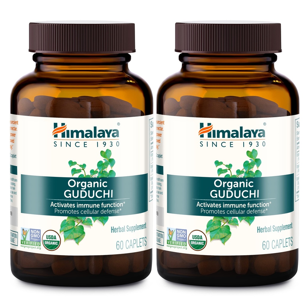 Himalaya Organic Guduchi til aktiv immunforsvar, 700 mg, 60 kapsler, 2 måneders forsyning, 2 pakker