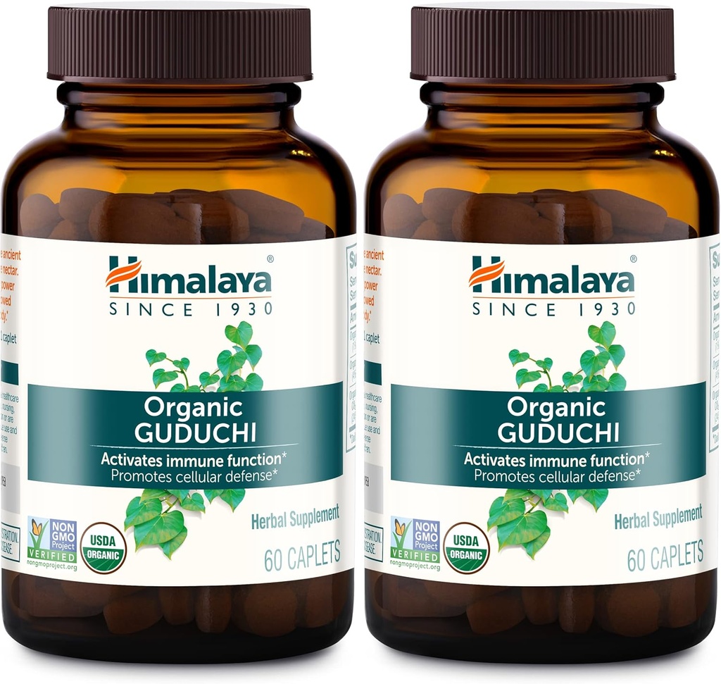 Himalaya Organic Guduchi til aktiv immunforsvar, 700 mg, 60 kapsler, 2 måneders forsyning, 2 pakker