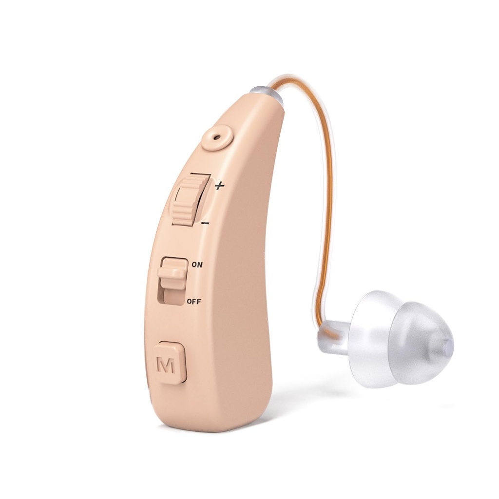 Høremidler til seniorer - Genopladelig Høreforstærker med støjaflysning voksne, Easy Volume Control, Comfort Design og næsten usynlig