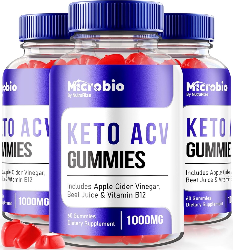 NutraRize (Pack of 3 MicroBio Keto ACV Gummies, Official Keto + ACV Supplement, All Natural Micro Bio, Apple Cider Vinegar Reviews (180 Gummies)