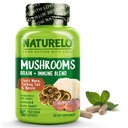NATURELO champignon supplement Brain & immunsundhed blend med løve s Mane, Reishi, Tyrkiet Tail 90 Vegansk venlige kapsler