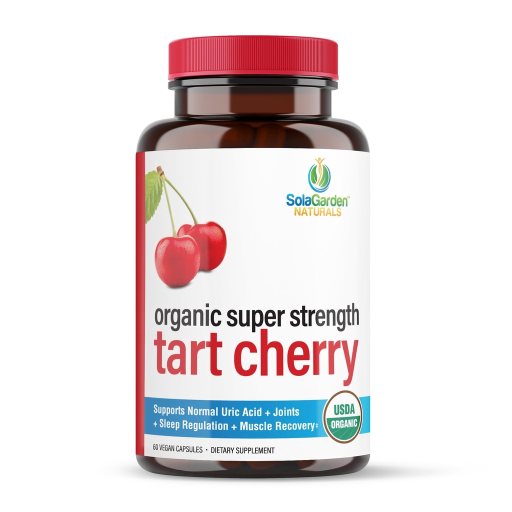 Super Strength Cherry supplement - 50: 1 Koncentrat dyrket i USA - Made with non GMO Montmorency Cherries - af SolaGarden Naturals. 60 Ikke GMO Veggie kapsler.