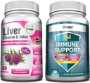 GreeNatr Omfattende immun- og leverhelbredssupport Blend - 7-in-1 immunsupporttillæg med vitamin C, vitamin D3, zink og lever rense Detox & reparation Formel