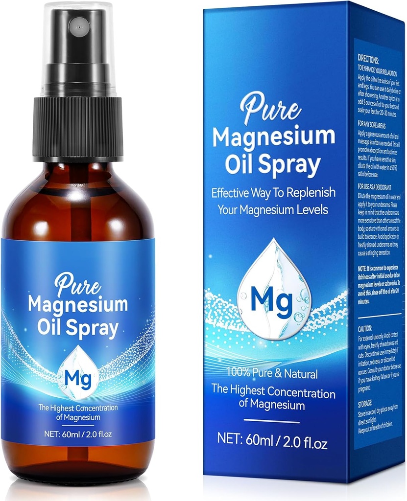 Pure Magnesium Oil Spray, 100% Natural Magnesium Spray, 60ml Økologisk tematisk Magnesium Spray