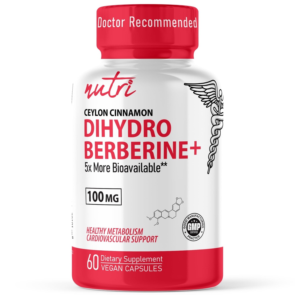 Naturens Fusions Dihydroberine Supplement 100mg 60 kapsler - med Ceylon kanel - 5X mere effektiv end regelmæssig berberine HCL